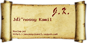 Jánossy Kamil névjegykártya